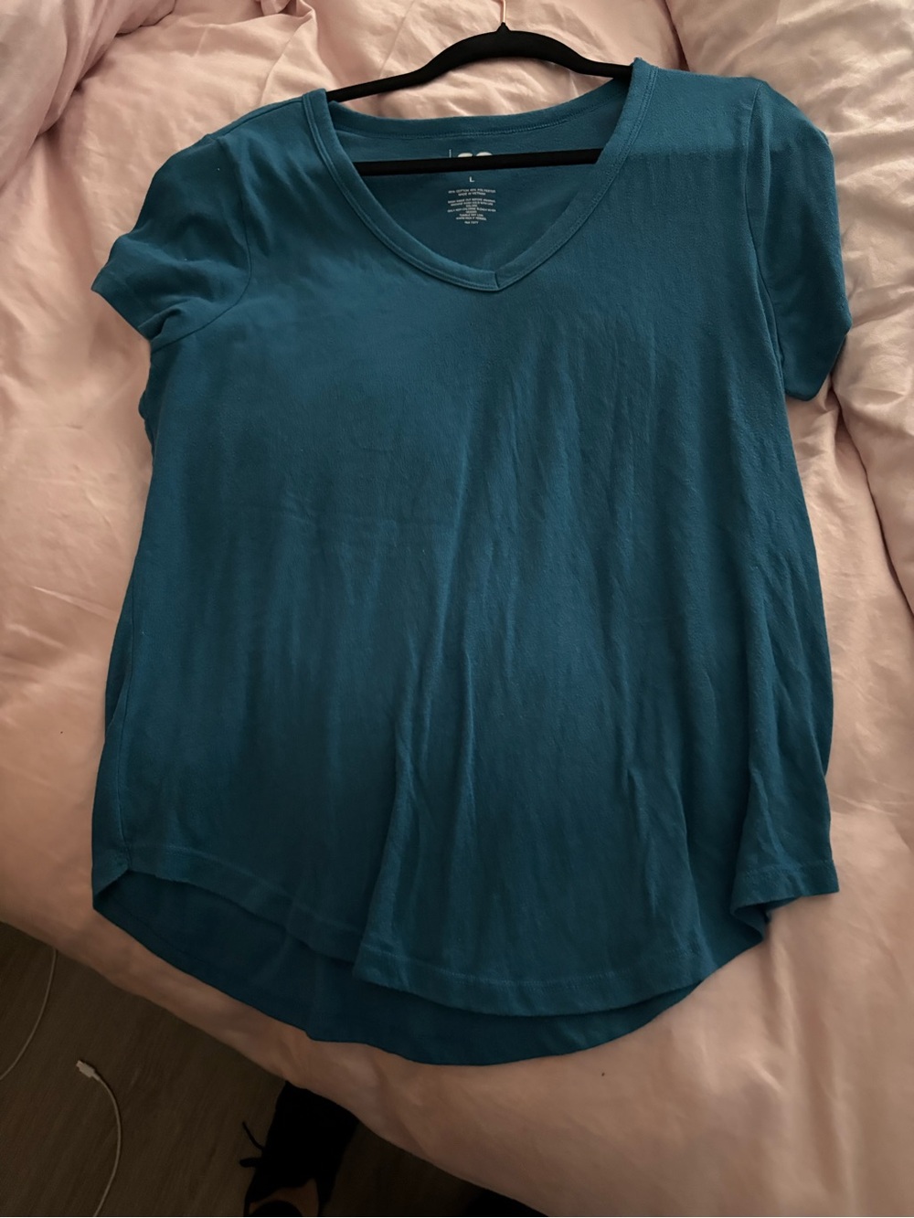 Women's Teal V-Neck Short Sleeve Top